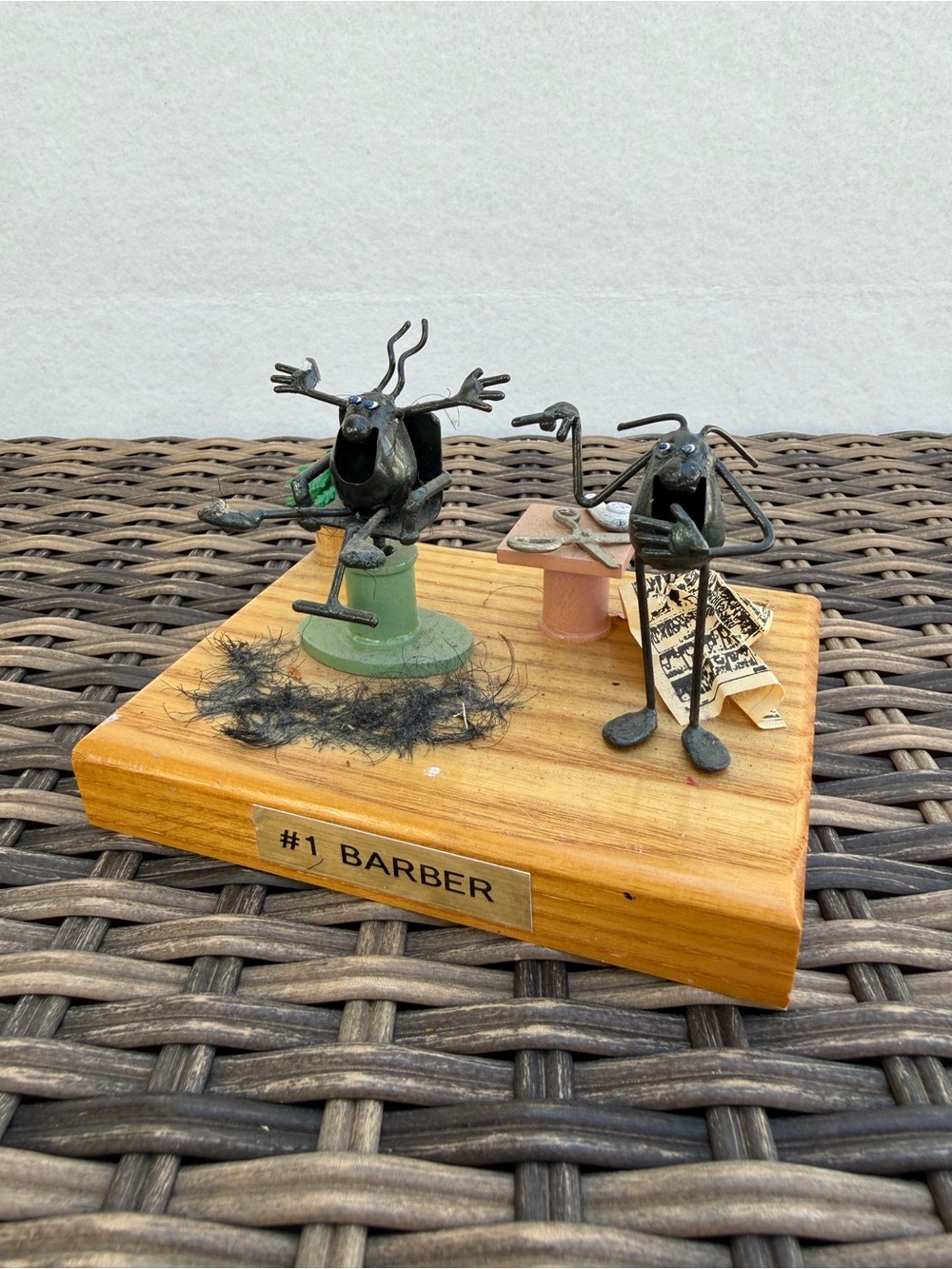 Vintage Original Flea Style #1 Barber Metal Sculpture Figurine Barbershop Decor